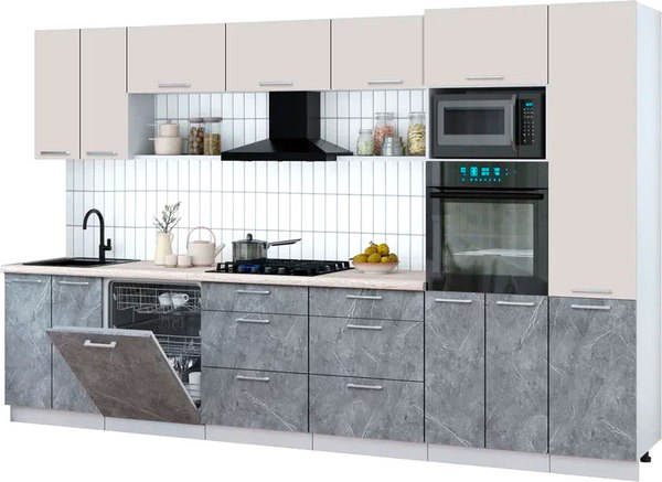 Кухонный гарнитур Интерлиния Мила Gloss 3.4-ПМ1 - фото