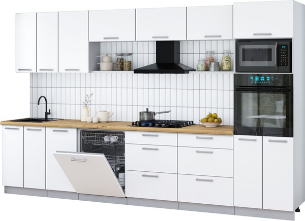 Кухонный гарнитур Интерлиния Мила Gloss 3.4-ПМ1-2 - фото