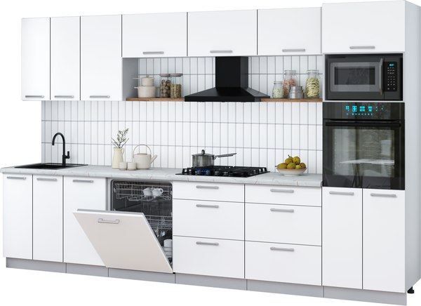 Кухонный гарнитур Интерлиния Мила Gloss 3.4-ПМ1-2 - фото