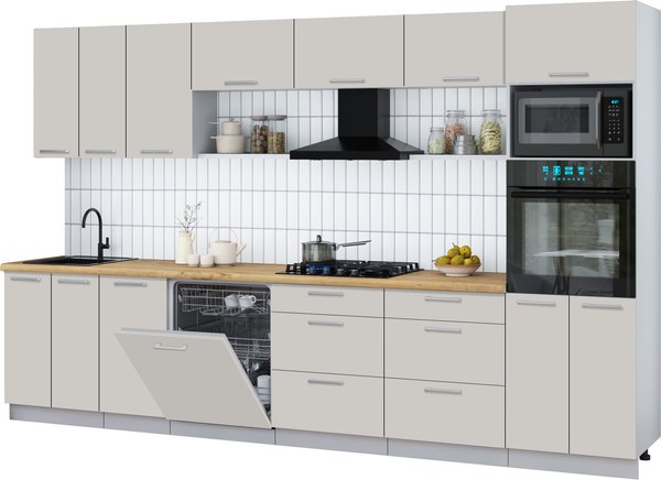 Кухонный гарнитур Интерлиния Мила Gloss 3.4-ПМ1-2 - фото