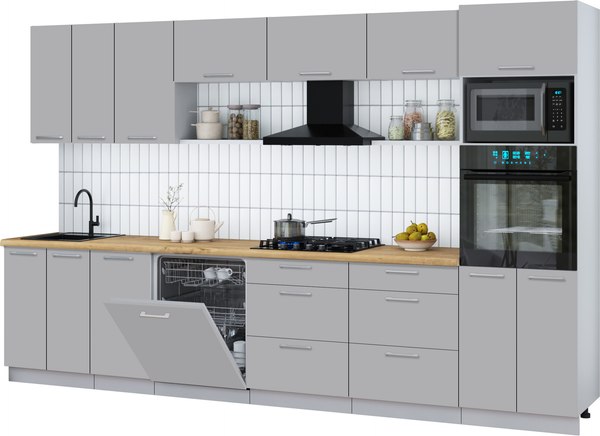 Кухонный гарнитур Интерлиния Мила Gloss 3.4-ПМ1-2 - фото