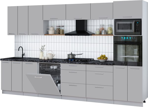 Кухонный гарнитур Интерлиния Мила Gloss 3.4-ПМ1-2 - фото
