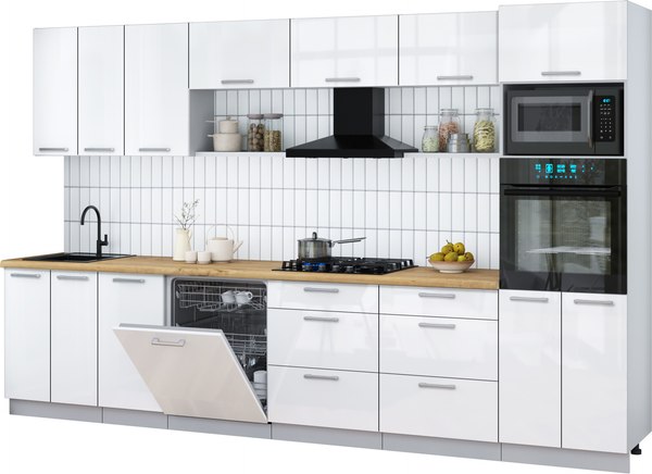 Кухонный гарнитур Интерлиния Мила Gloss 3.4-ПМ1-2 - фото