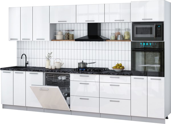 Кухонный гарнитур Интерлиния Мила Gloss 3.4-ПМ1-2 - фото