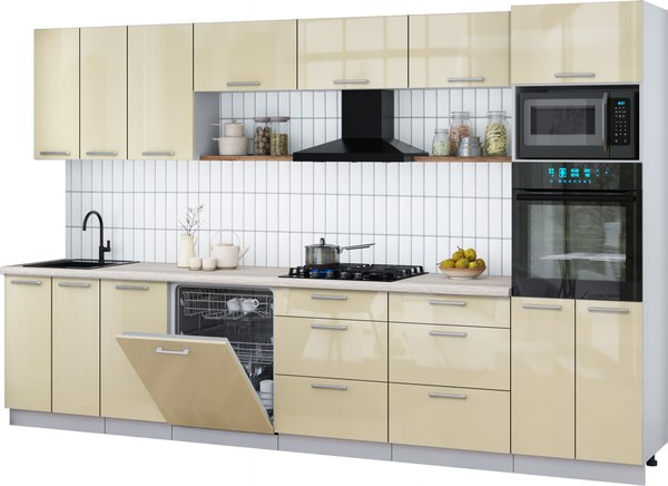 Кухонный гарнитур Интерлиния Мила Gloss 3.4-ПМ1-2 - фото