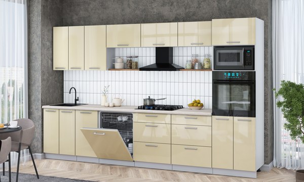 Кухонный гарнитур Интерлиния Мила Gloss 3.4-ПМ1-2