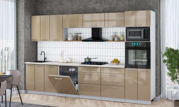 Кухонный гарнитур Интерлиния Мила Gloss 3.4-ПМ1-2