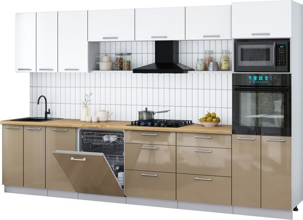 Кухонный гарнитур Интерлиния Мила Gloss 3.4-ПМ1-2 - фото