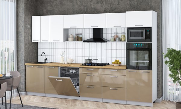 Кухонный гарнитур Интерлиния Мила Gloss 3.4-ПМ1-2