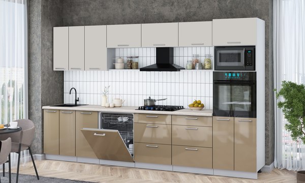 Кухонный гарнитур Интерлиния Мила Gloss 3.4-ПМ1-2