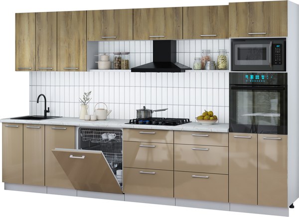 Кухонный гарнитур Интерлиния Мила Gloss 3.4-ПМ1-2 - фото