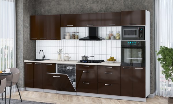 Кухонный гарнитур Интерлиния Мила Gloss 3.4-ПМ1-2