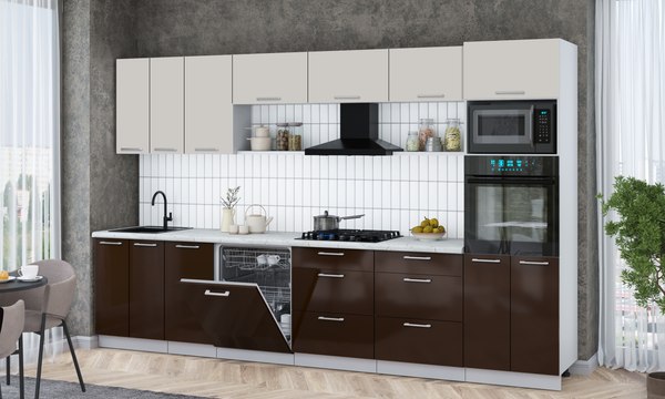 Кухонный гарнитур Интерлиния Мила Gloss 3.4-ПМ1-2