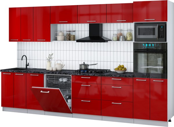 Кухонный гарнитур Интерлиния Мила Gloss 3.4-ПМ1-2 - фото