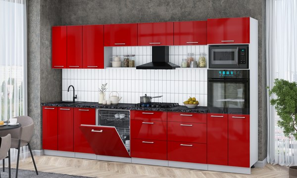 Кухонный гарнитур Интерлиния Мила Gloss 3.4-ПМ1-2