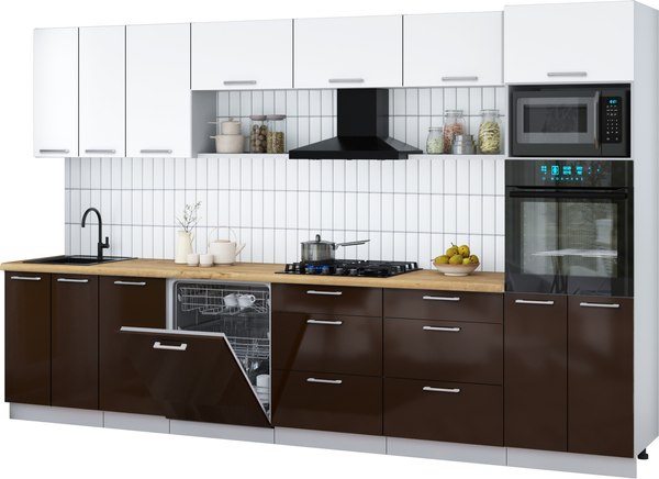 Кухонный гарнитур Интерлиния Мила Gloss 3.4-ПМ1-2 - фото