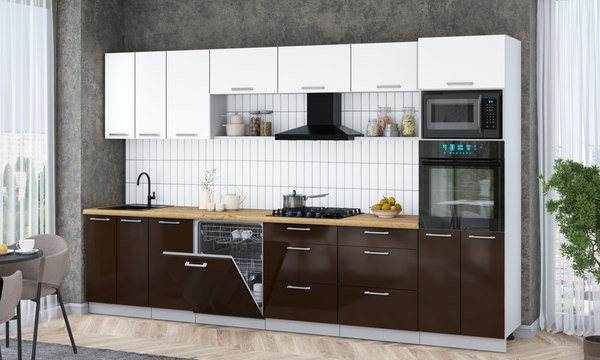 Кухонный гарнитур Интерлиния Мила Gloss 3.4-ПМ1-2