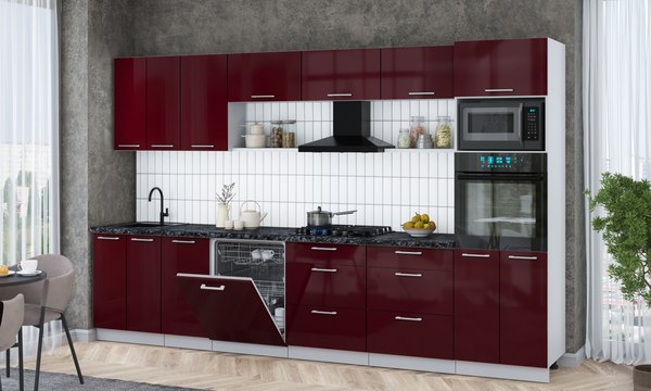 Кухонный гарнитур Интерлиния Мила Gloss 3.4-ПМ1-2