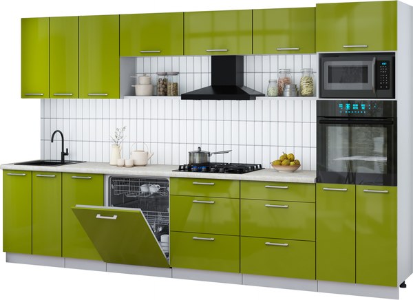 Кухонный гарнитур Интерлиния Мила Gloss 3.4-ПМ1-2 - фото