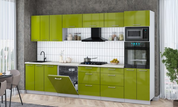 Кухонный гарнитур Интерлиния Мила Gloss 3.4-ПМ1-2