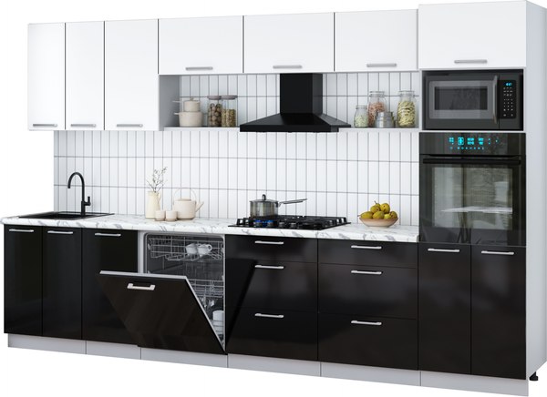 Кухонный гарнитур Интерлиния Мила Gloss 3.4-ПМ1-2 - фото