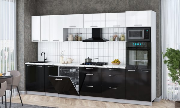 Кухонный гарнитур Интерлиния Мила Gloss 3.4-ПМ1-2