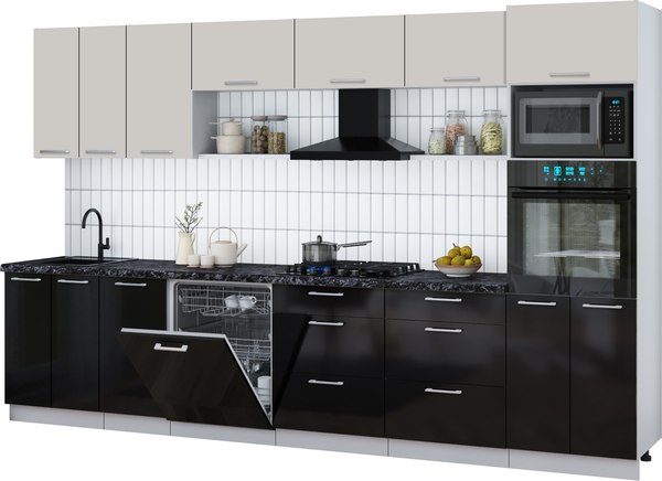 Кухонный гарнитур Интерлиния Мила Gloss 3.4-ПМ1-2 - фото
