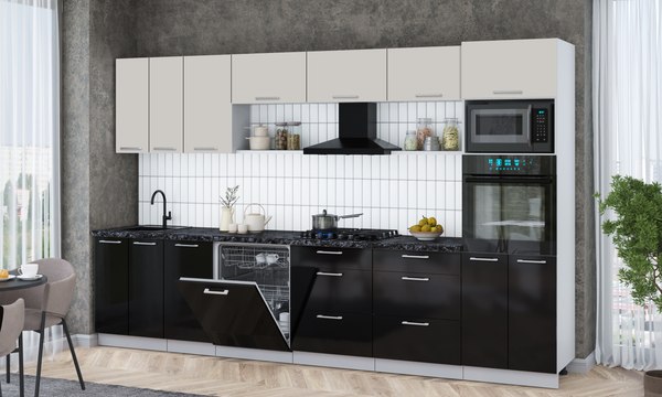 Кухонный гарнитур Интерлиния Мила Gloss 3.4-ПМ1-2