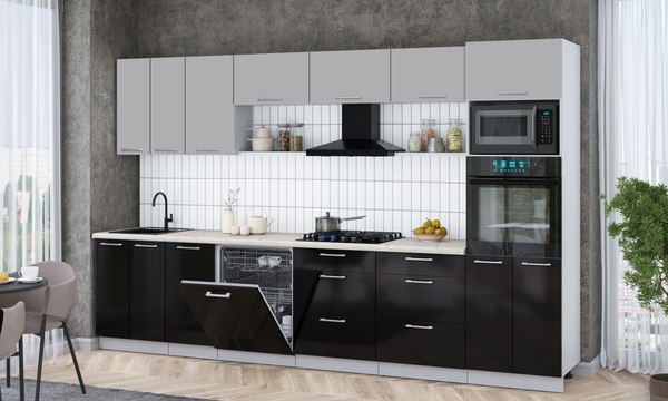 Кухонный гарнитур Интерлиния Мила Gloss 3.4-ПМ1-2