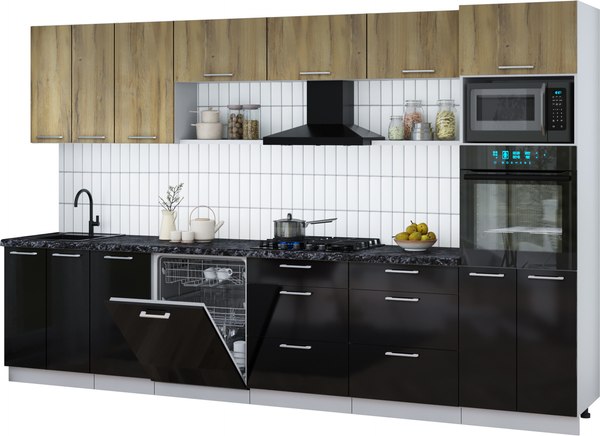 Кухонный гарнитур Интерлиния Мила Gloss 3.4-ПМ1-2 - фото