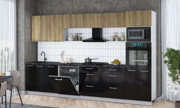 Кухонный гарнитур Интерлиния Мила Gloss 3.4-ПМ1-2