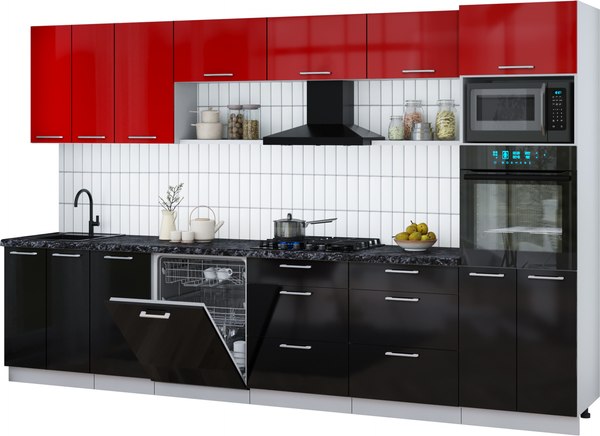 Кухонный гарнитур Интерлиния Мила Gloss 3.4-ПМ1-2 - фото