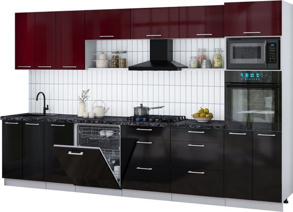 Кухонный гарнитур Интерлиния Мила Gloss 3.4-ПМ1-2 - фото