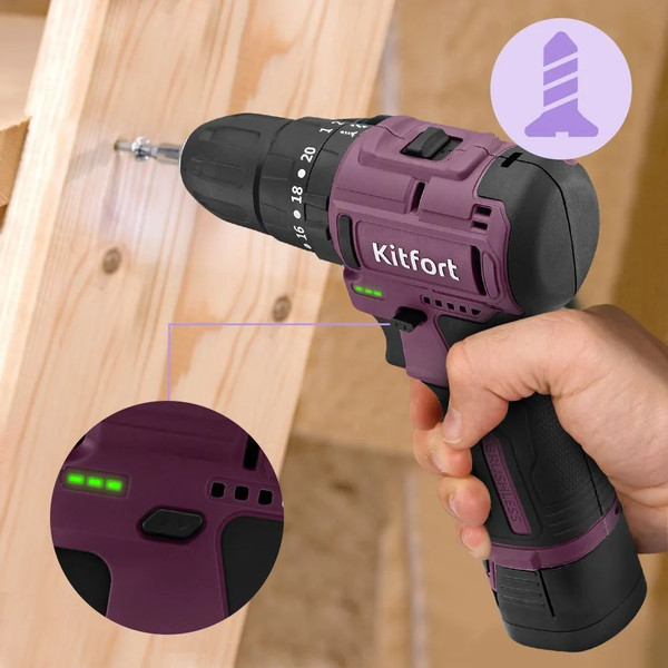Аккумуляторная дрель-шуруповерт Kitfort КТ-6505