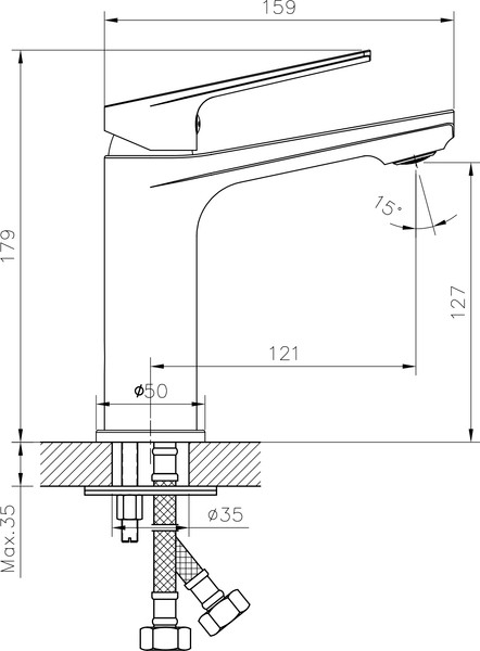 Умывальник со смесителем Lauter 21441B + Sky 21CK533C