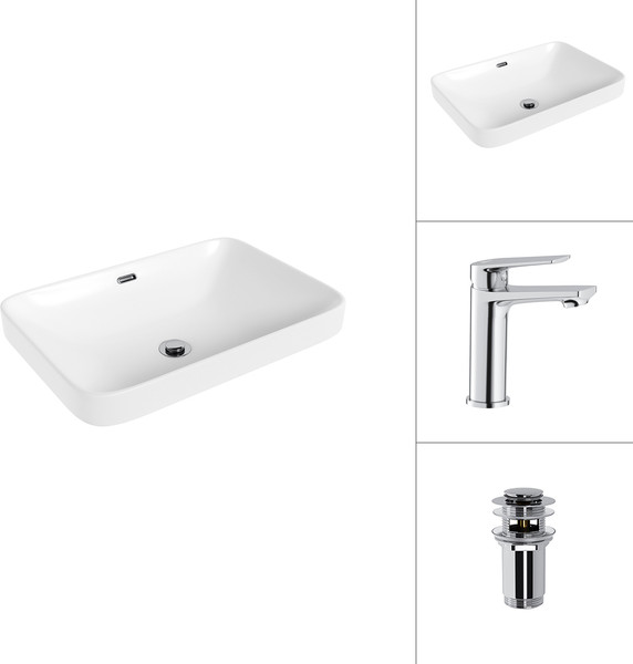Умывальник со смесителем Lauter 21441B + Sky 21CK533C с донным клапаном 21190CH - фото