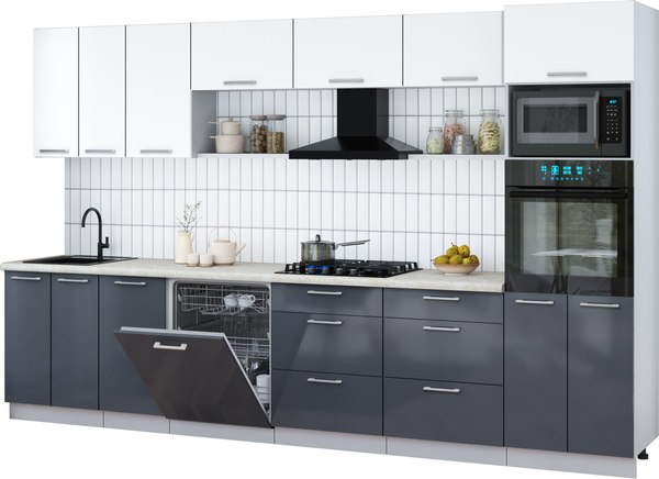 Кухонный гарнитур Интерлиния Мила Gloss 3.4-ПМ1-2 - фото