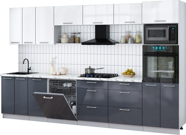 Кухонный гарнитур Интерлиния Мила Gloss 3.4-ПМ1-2 - фото