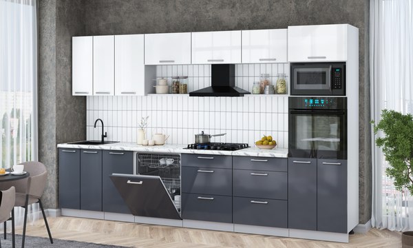 Кухонный гарнитур Интерлиния Мила Gloss 3.4-ПМ1-2