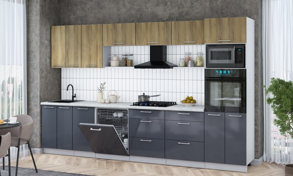 Кухонный гарнитур Интерлиния Мила Gloss 3.4-ПМ1-2