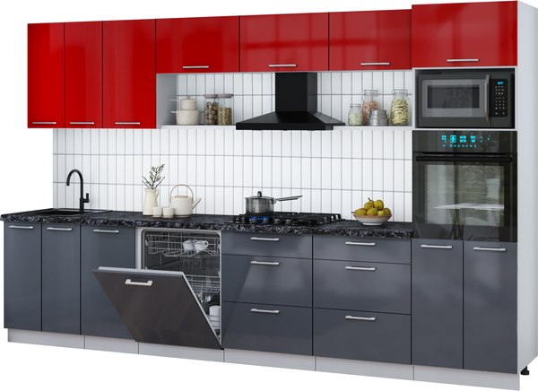 Кухонный гарнитур Интерлиния Мила Gloss 3.4-ПМ1-2 - фото