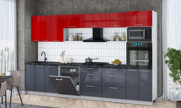 Кухонный гарнитур Интерлиния Мила Gloss 3.4-ПМ1-2