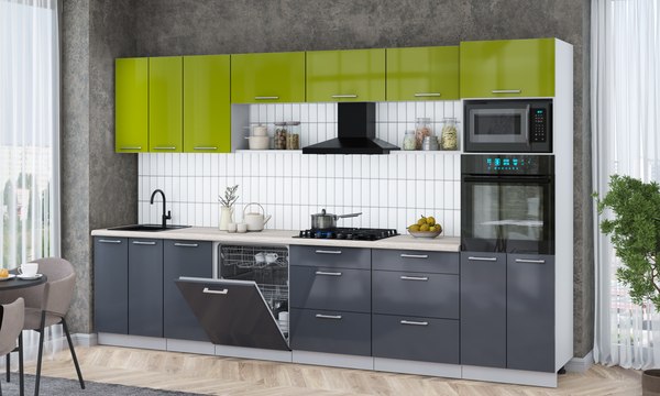 Кухонный гарнитур Интерлиния Мила Gloss 3.4-ПМ1-2