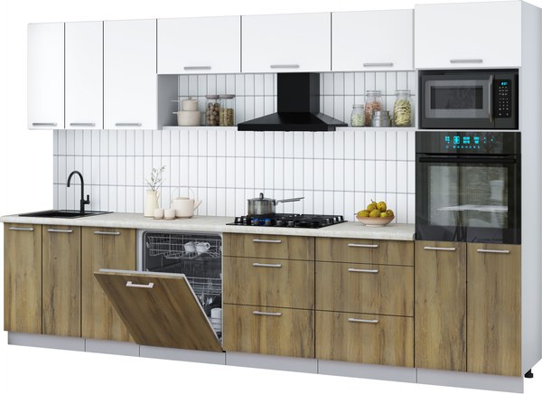Кухонный гарнитур Интерлиния Мила Gloss 3.4-ПМ1-2 - фото