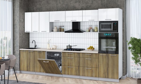 Кухонный гарнитур Интерлиния Мила Gloss 3.4-ПМ1-2