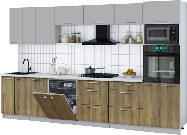 Кухонный гарнитур Интерлиния Мила Gloss 3.4-ПМ1-2 - фото