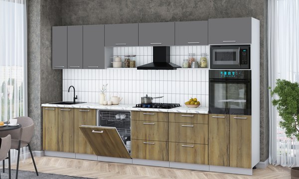 Кухонный гарнитур Интерлиния Мила Gloss 3.4-ПМ1-2