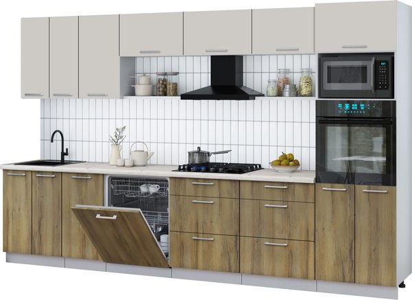 Кухонный гарнитур Интерлиния Мила Gloss 3.4-ПМ1-2 - фото