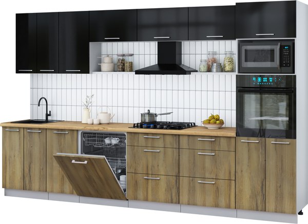 Кухонный гарнитур Интерлиния Мила Gloss 3.4-ПМ1-2 - фото