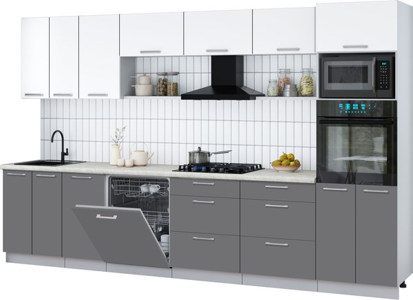 Кухонный гарнитур Интерлиния Мила Gloss 3.4-ПМ1-2 - фото